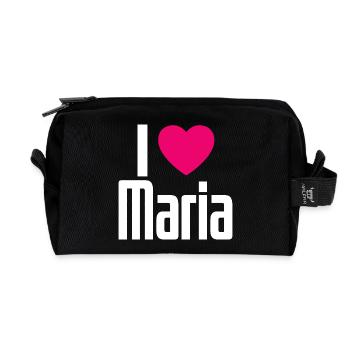 I Love Maria Pink Heart I Love Maria - Recycled Toiletry Zip Bag - black - Front