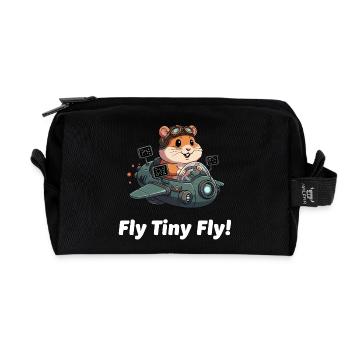 Rocket Hamster Space Flight - Recycled Toiletry Zip Bag - black - Front