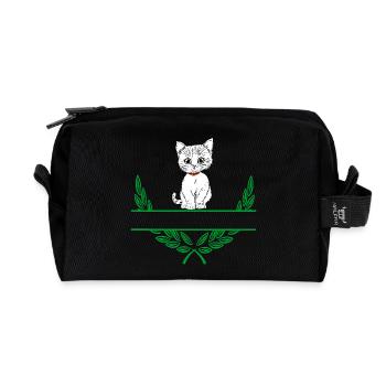 Laurel Wreath with Namespace - Recycled Toiletry Zip Bag - black - Front