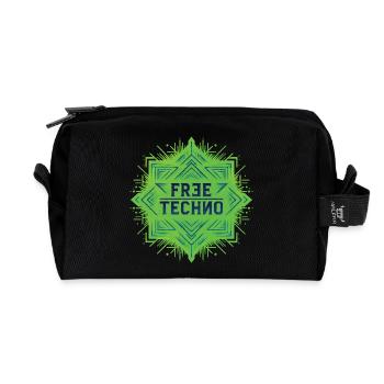 FREE TECHNO #1 - let's talk - Recycled Toiletry Zip Bag - black - Front