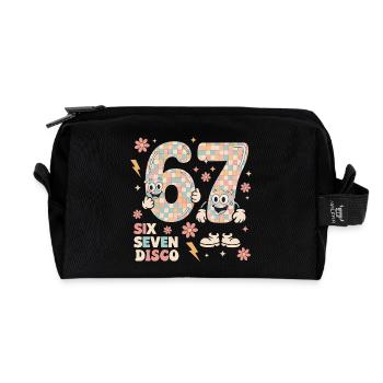 Lustige Disco Ball Retro Party Geschenk Six Seven - Recycelte Kulturtasche - Schwarz - Vorne