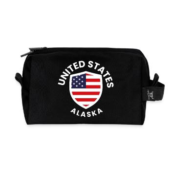 Écusson des États-Unis de l’Alaska avec drapeau - Trousse de toilette en tissu recyclé - noir - Devant