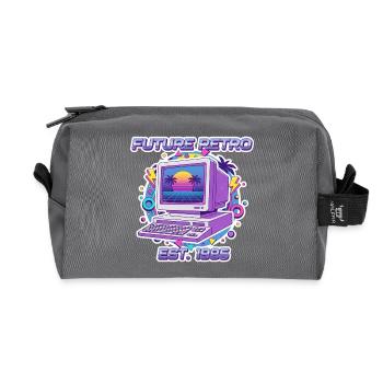 Future Retro 1985 – Conception informatique vintage - Trousse de toilette en tissu recyclé - anthracite - Devant