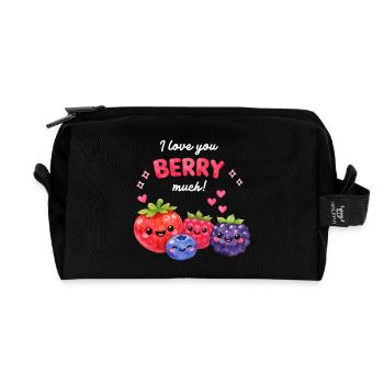 Je t’aime beaucoup de baies de kawaï couple amoureux - Trousse de toilette en tissu recyclé - noir - Devant