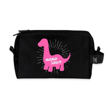 Nanasaurier-Pink-Dinosaurier-Oma-Familie - Recycelte Kulturtasche - Schwarz - Vorne