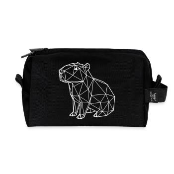 Capybara Geometric Modern Origami Animal White - Recycled Toiletry Zip Bag - black - Front