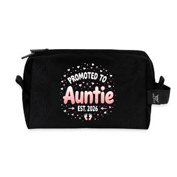 Aunt 2026 Aunt 2026 Promoted to Aunt 2026 - Recycled Toiletry Zip Bag - black - Front