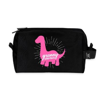 Grannysaurus Funny Pink Dinosaur Grandmother - Recycled Toiletry Zip Bag - black - Front