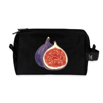 Geöffnete Feige – Frucht-Illustration - Recycelte Kulturtasche - Schwarz - Vorne