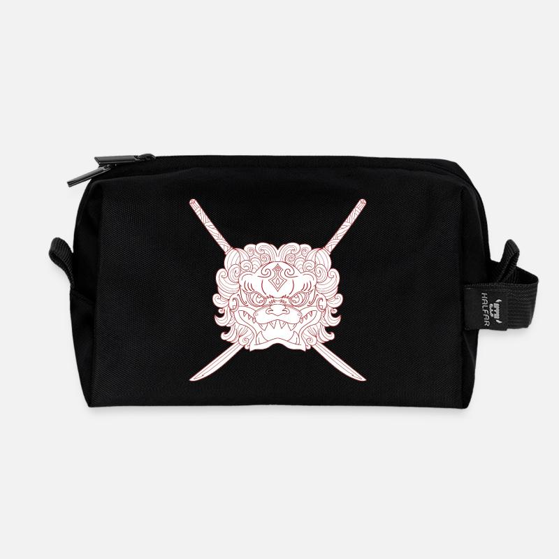 Japanischer Löwe und Katanas-Kreuzritter - Recycelte Kulturtasche - Schwarz
