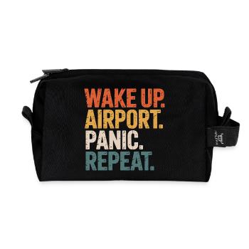 Aufwachen Flughafen Panik Wiederholen Reisen - Recycelte Kulturtasche - Schwarz - Vorne
