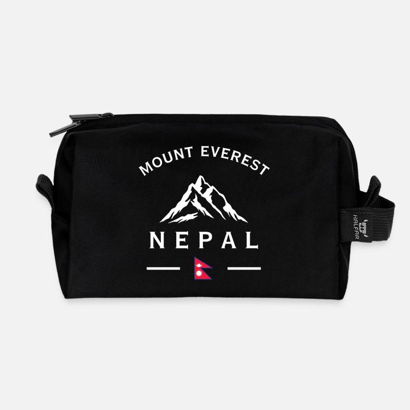 Everest Nepal Berglogo T-Shirt - Recycelte Kulturtasche - Schwarz
