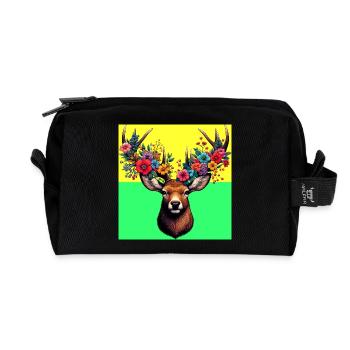 Deer - Recycled Toiletry Zip Bag - black - Front