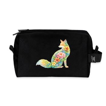 Fleurs en forme d’aquarelle en forme de renards - Trousse de toilette en tissu recyclé - noir - Devant