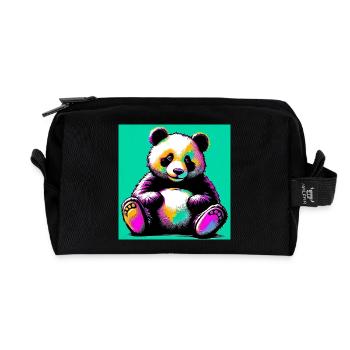 Panda - Recycelte Kulturtasche - Schwarz - Vorne