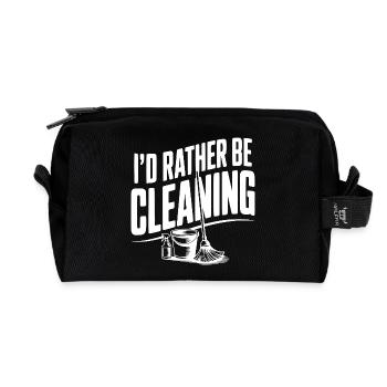 I'd Rather Be Cleaning - Recycled Toiletry Zip Bag - black - Front