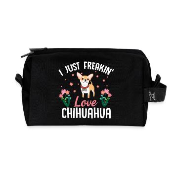 Ich liebe Chihuahua einfach verdammt sehr - Recycelte Kulturtasche - Schwarz - Vorne