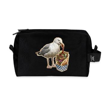 Kebab Seagull - Recycled Toiletry Zip Bag - black - Front