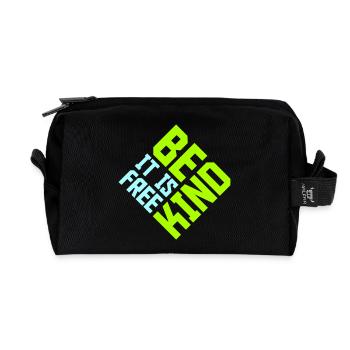 Be Kind It's Free Freundlichkeit Statement Spruch - Recycelte Kulturtasche - Schwarz - Vorne