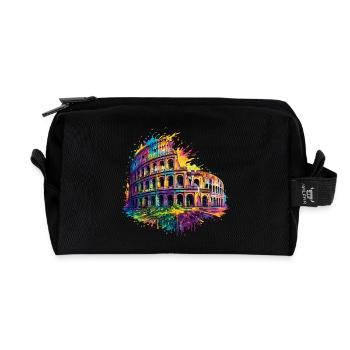 Kolosseum Rom buntes Splash Design Italien - Recycelte Kulturtasche - Schwarz - Vorne