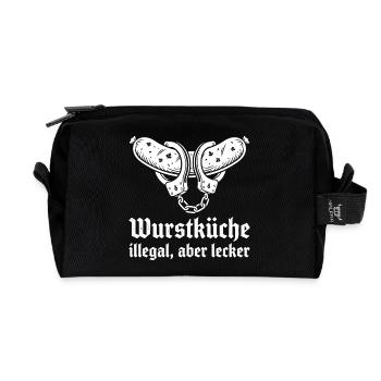 Wurstküche illegal aber lecker. - Recycelte Kulturtasche - Schwarz - Vorne