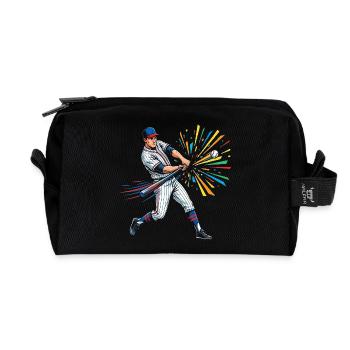 Colorful Baseball Batsman Pop Art - Recycled Toiletry Zip Bag - black - Front