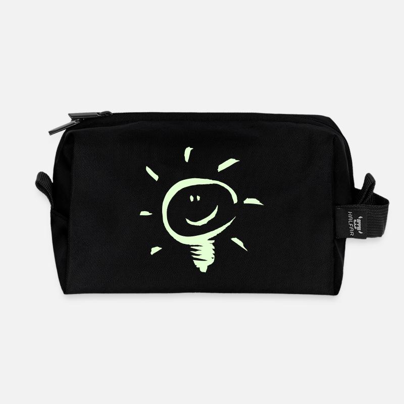 Happy Bulb / Fröhliche Glühbirne 1c - Recycelte Kulturtasche - Schwarz