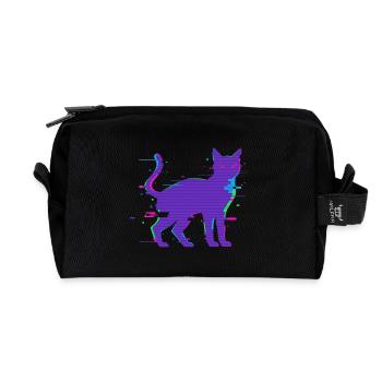 Glitch Cat Cyberpunk – Vaporwave rétro des années 90 - Trousse de toilette en tissu recyclé - noir - Devant