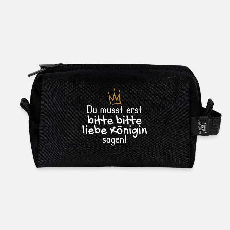 Königin Spruch lustig - Recycelte Kulturtasche - Schwarz