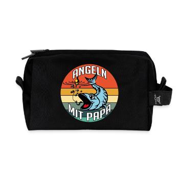 Angeln mit Papa ist am schönsten - Recycelte Kulturtasche - Schwarz - Vorne