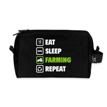 Eat, sleep, farm, repeat - Recycled Toiletry Zip Bag - black - Front