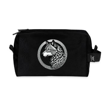 Wolf mit keltischem Knoten 02 - Recycelte Kulturtasche - Schwarz - Vorne