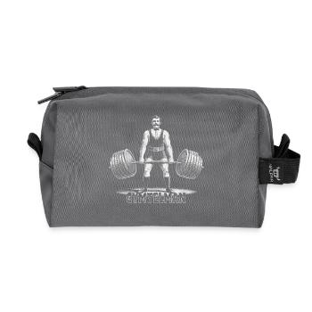 Gymtelman – Design rétro de l’homme fort - Trousse de toilette en tissu recyclé - anthracite - Devant