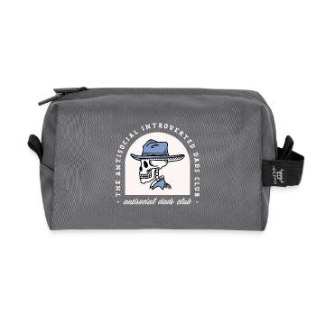 Introvert dad funny antisocial dads dark western - Recycled Toiletry Zip Bag - anthracite - Front