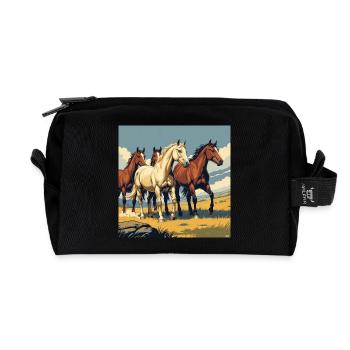 Troupeau de Quarter Horse - Trousse de toilette en tissu recyclé - noir - Devant