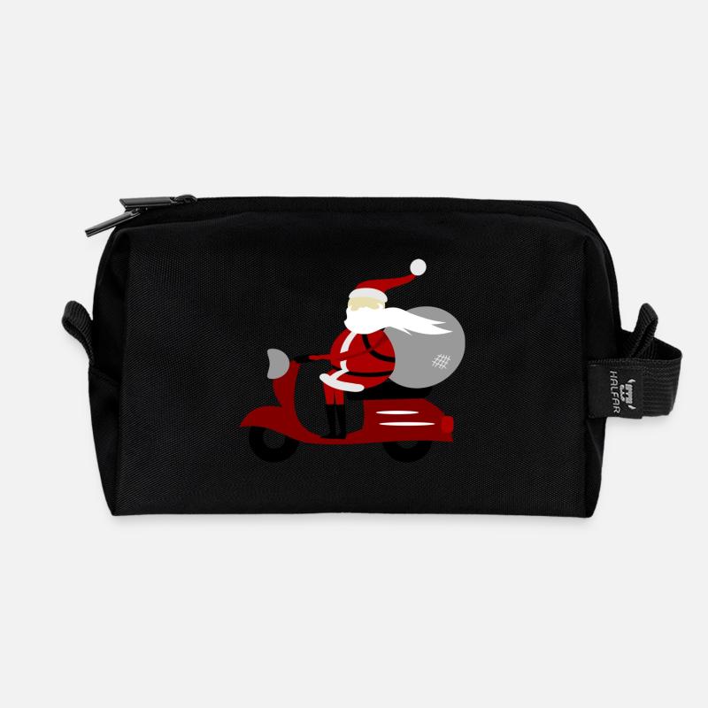 Weihnachten - Weihnachtsmann Roller - Recycelte Kulturtasche - Schwarz