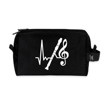 Flute Heartbeat - I Love Playing the Flute - Recycled Toiletry Zip Bag - black - Front