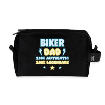 Motorcycle Dad, Father's Day Gift, Legendary - Recycled Toiletry Zip Bag - black - Front