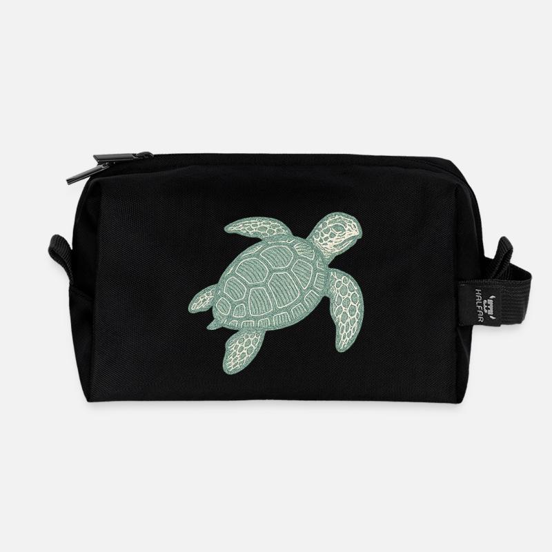 Stick-Schildkröte - Recycelte Kulturtasche - Schwarz