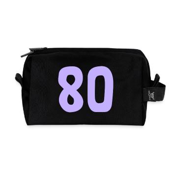 80. 80 YEARS. 80th ANNIVERSARY. 80TH BIRTHDAY. - Recycled Toiletry Zip Bag - black - Front