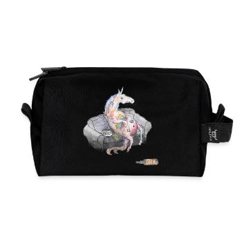 drunken unicorn - Recycled Toiletry Zip Bag - black - Front