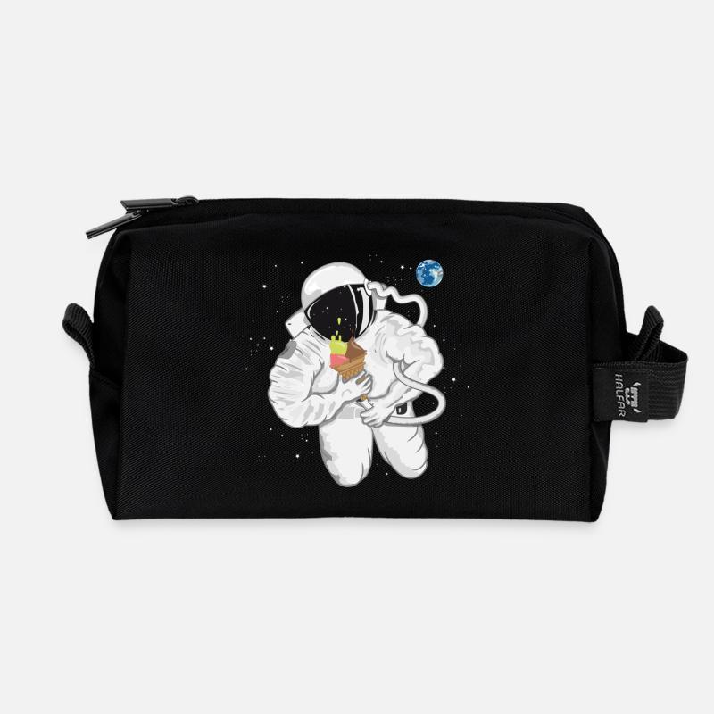 witziger Astronaut mit Eistüte im Weltall - Recycelte Kulturtasche - Schwarz