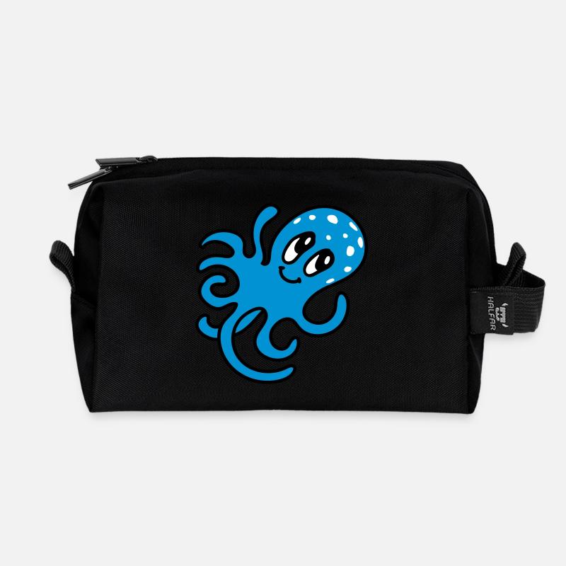 Krake - Tintenfisch 3 - Recycelte Kulturtasche - Schwarz