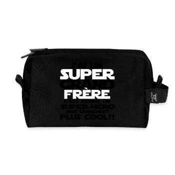 j'ai un super grand frère - Trousse de toilette en tissu recyclé - noir - Devant