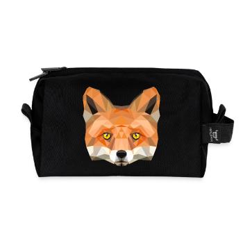 fox poly vixen fox illustration low poly head - Recycled Toiletry Zip Bag - black - Front