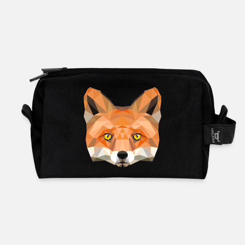 Fuchs Kopf Poly Füchsin fox Illustration low poly - Recycelte Kulturtasche - Schwarz