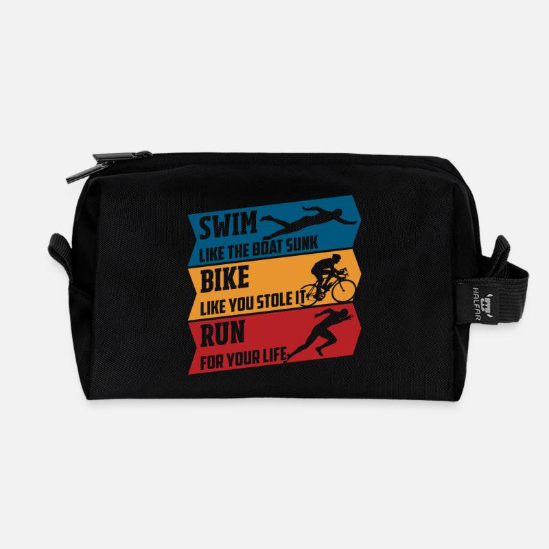 Swim - Bike - Run - Recycelte Kulturtasche - Schwarz
