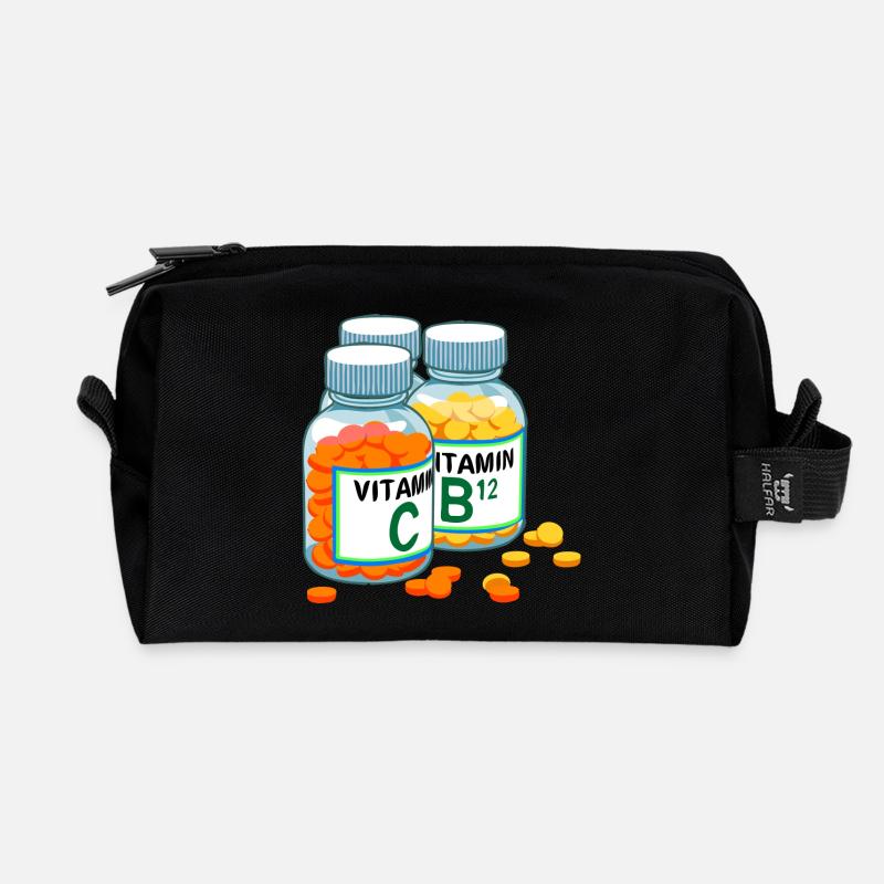 vitamins - Recycled Toiletry Zip Bag - black