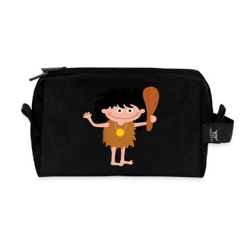 neanderthal cave man caveman steinzeit5 - Recycled Toiletry Zip Bag - black - Front