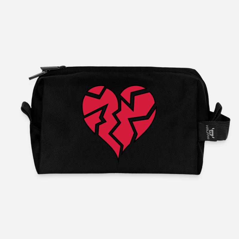 HEARTBROKEN <3 - Recycled Toiletry Zip Bag - black